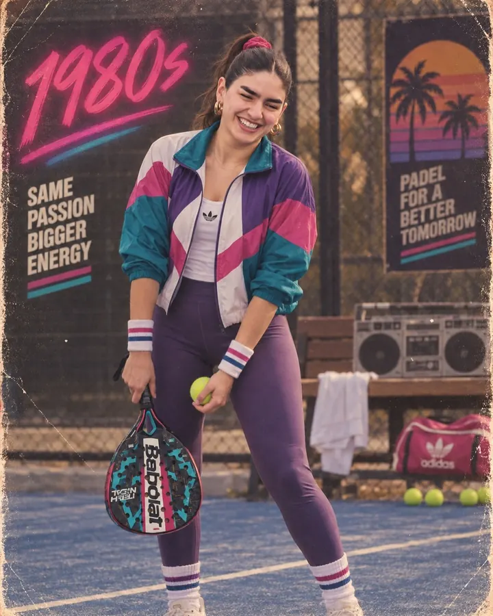 Back to the 80s portrait from the Padel X Instagram