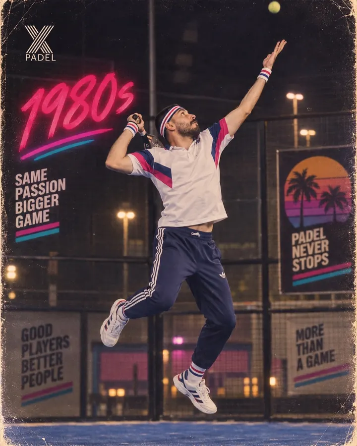 Back to the 80s poster from the Padel X Instagram